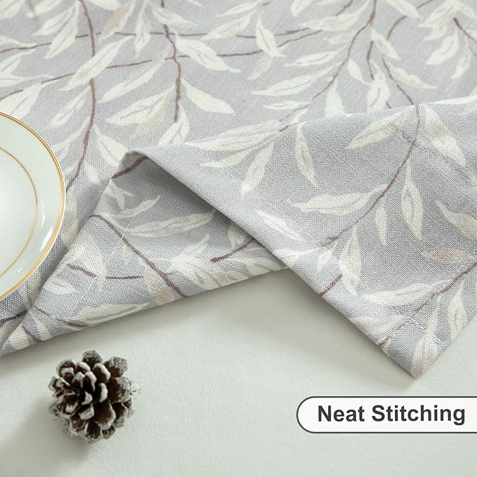 Leeva Leaves Printing Curtains Valances for Windows, Rod Pocket Valance for Kitchen Bedroom Living Room, 52 x 18 Inch, Grey