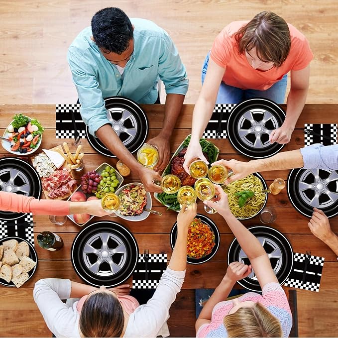 Kepeel 200Pcs Race Car Party Plates and Napkins Sets, Racing Car Race Track Party Supplies Decorations Racing Sports Themed Dinnerware for Kids Boys Birthday Baby Shower Home Decor, Serves 50