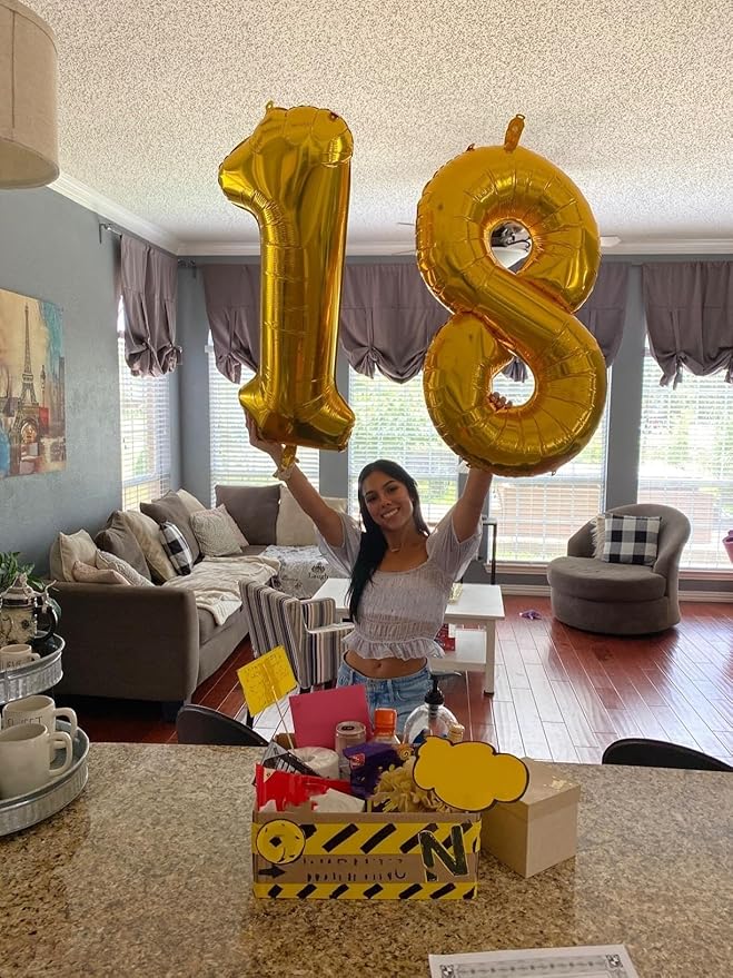 Number 18 Balloon, 18 Balloons for Birthday Party, 40 Inch 81 Number Balloons, Gold Digital Balloons for Adult Ceremony Wedding Anniversaries Party