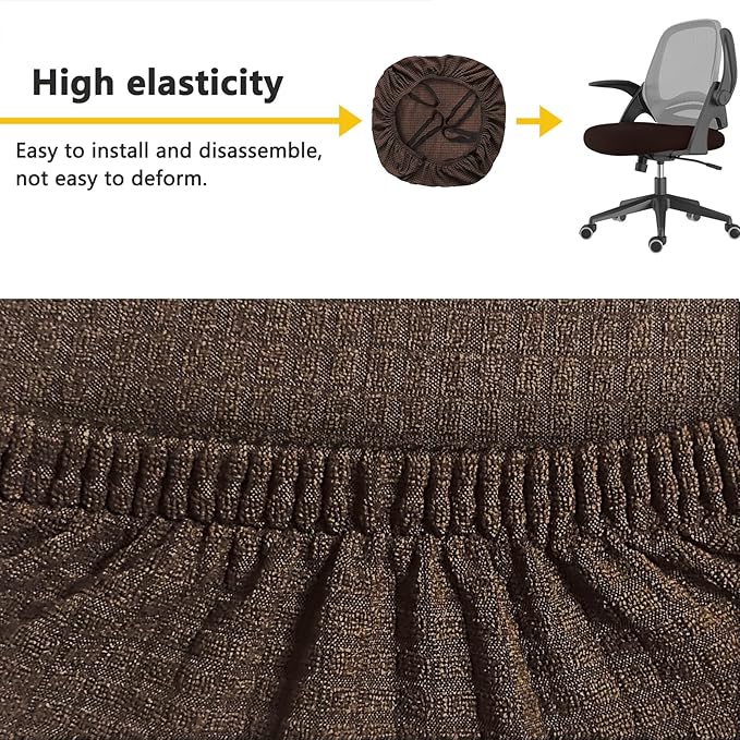 Newfashion Office Chair Seat Cover Universal Fit Stretch Washable Slipcover Protector for Desk Swivel Computer Chair (Coffee)