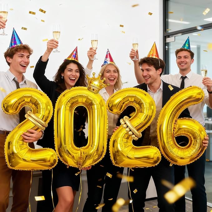 2026 Balloons Gold,40 Inch 2026 Number Balloons with Foil Crown Balloons for Happy New Year Decorations New Years Eve 2026 Graduation Decorations Class of 2026 Party Supplies