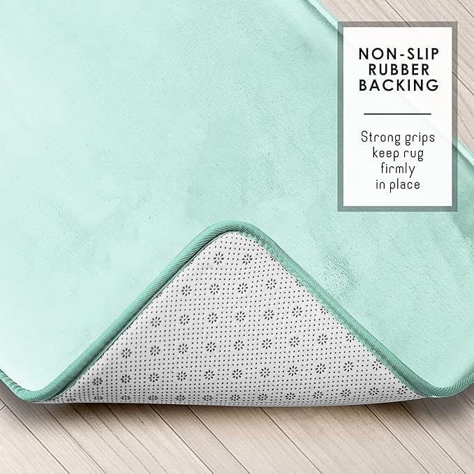 Clara Clark 3 Piece Bathroom Rugs Bath Mat Set, Velvet Memory Foam Bath Mats for Bathroom - Non-Slip, PVC Backing Bath Rugs, Washable - Dries Quickly, Blue