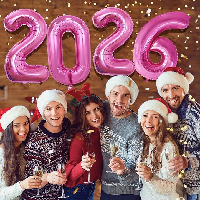 GOER 42 Inch Hot Pink 2026 Number Foil Balloons,2026 Graduation Decorations New Year Eve Festival Party Supplies