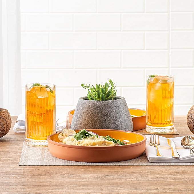 Restaurantware-Terra Tek 34 Ounce Terracotta Cazuelas, 2 Yellow Glazed Clay Pots For Cooking - Oven-Ready, Microwavable, Terracotta Serving Pots, Dishwashable, For Cooking And Serving