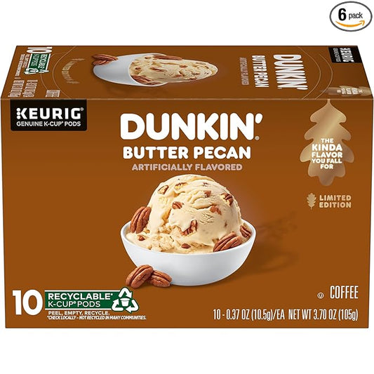 Dunkin’ Butter Pecan Artificially Flavored Coffee, K-Cup Pods, 60 Ct.
