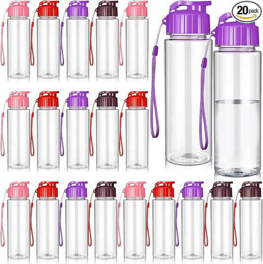 Mifoci 20 Pieces Water Bottle Bulk 17 oz Plastic Water Bottles Bulk Gym Sports Adults Reusable Large Bottles with Leak Proof Flip Top for Party Outdoor (Vibrant Color)