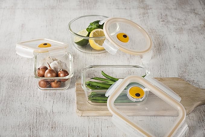 LOCK & LOCK Ovenglass Heat Resistant Glass Round Food Storage Container with Steam Vent, 32.12-oz / 4.02-cup