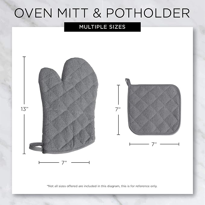 DII Basic Terry Collection 100% Cotton Quilted, Oven Mitt, Nautical Blue, 2 Piece