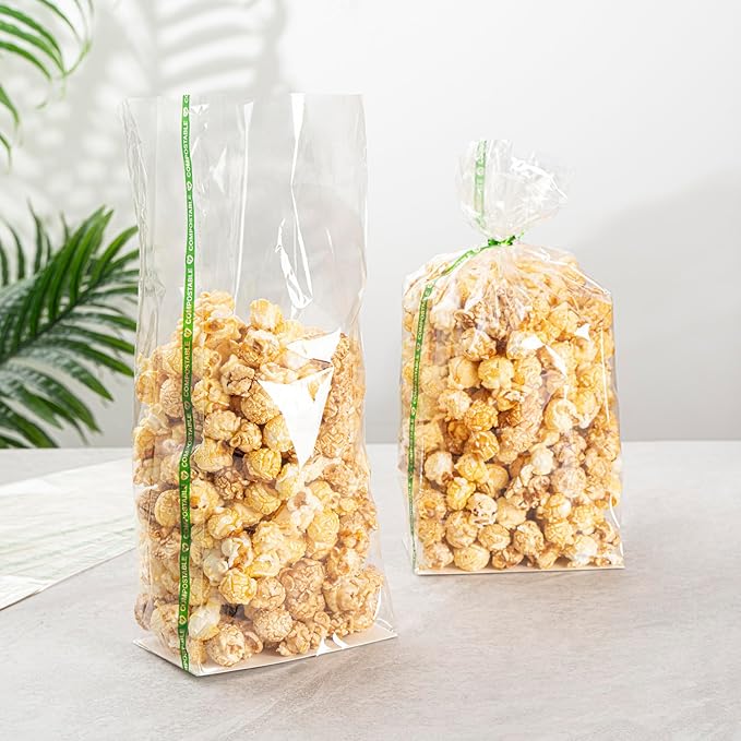 Resturantware Plastic Gusset Bags 100 Count 5" x 3" x 12" Wicker Dispensing Bottom Gusset Clear Plastic Bags Heat Sealable For Sourdough Bread Cookies Pastries Rolls For Home Bakers And Bakeries