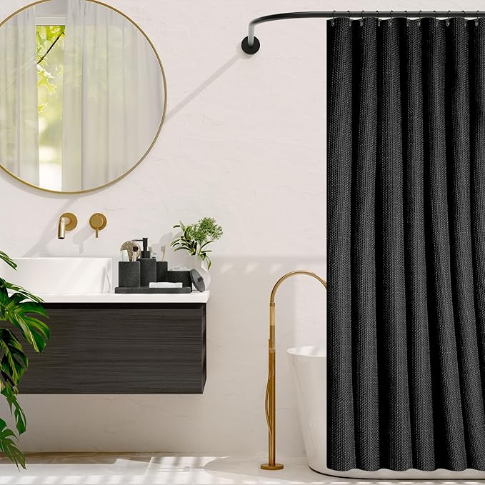 Clara Clark Coal Black Bathroom Set - Bathroom Sets with Shower Curtain and Rugs, 21PC Bathroom Accessory Set, Shower Curtain Set with Soap Dispenser & Toothbrush Holder
