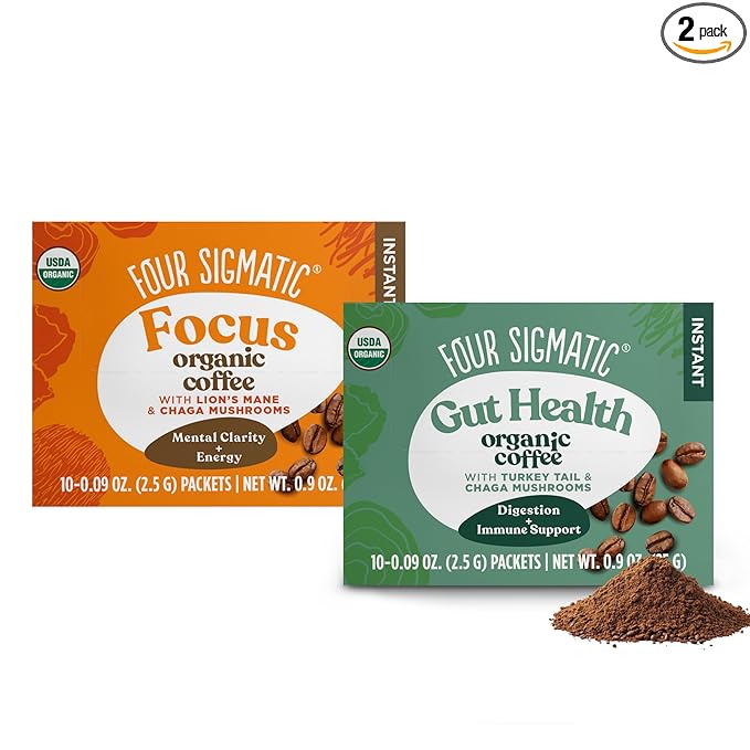 Four Sigmatic Mushroom Coffee Mix Pack of 2 - Lion's Mane and Chaga & Cordyceps and Chaga