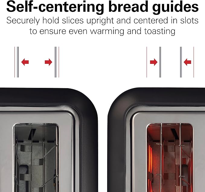 Hamilton Beach Gourmet 2 Slice Slot Toaster with Extra Long & Wide Slots, Sure-Toast Technology, Shade Selector with 7 Browning Levels, Bagel Setting, Matte Black and Stainless Steel (22996)