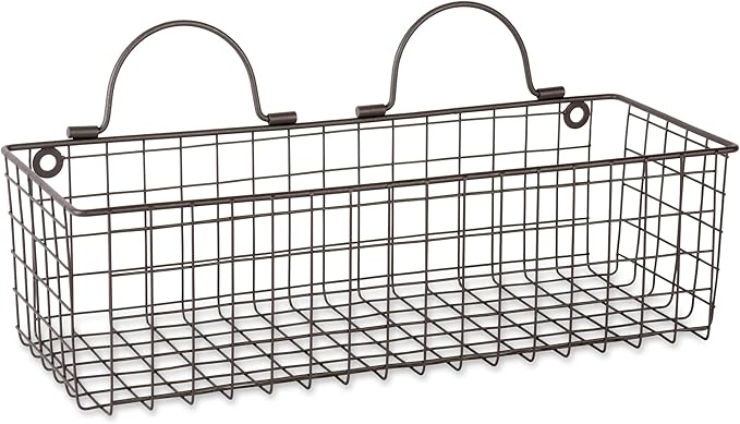 DII Farmhouse Vintage Décor, Wire Wall Basket, Medium, Bronze, 2 Piece