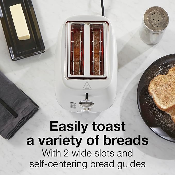 Proctor Silex Plastic 2 Slice Toaster, Bagel, Defrost & Cancel Buttons, Browning Control With 7 Shades, Auto Shutoff, Slide-Out Crumb Tray, Oat White (22660)