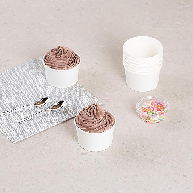 Restaurantware White 3 Count To Go Cup Disposable 3 x 3 x 1.8 Inches Paper Mini Cup Grease-Resistant Cup Recyclable Durable Design