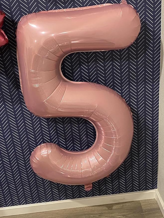 Balloons Number 5, Pearl Pink Balloon Numbers for Girls Boys 40 Inch Happy Birthday Decorations for 5 15 25 2025 Graduation Wedding Anniversaries
