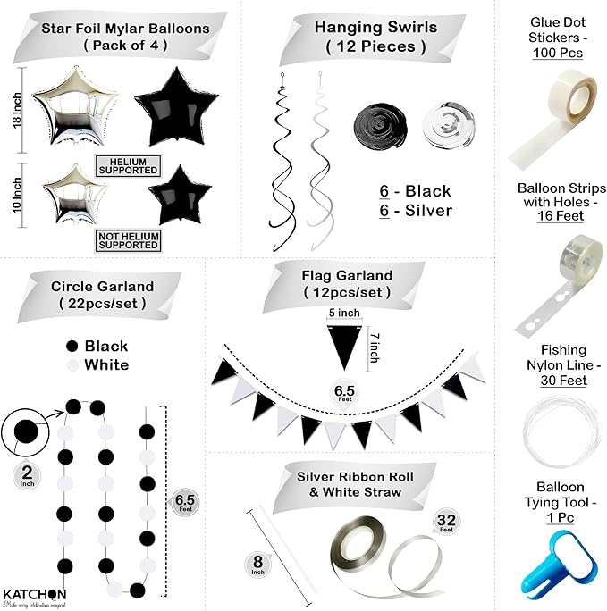 KatchOn, Huge New Years Eve Party Supplies 2026 - Huge Pack of 154 | Silver Fringe Backdrop | 2026 Balloons | Star Balloons For New Years Decorations 2026| NYE Decorations 2026 | New Year Party Decor