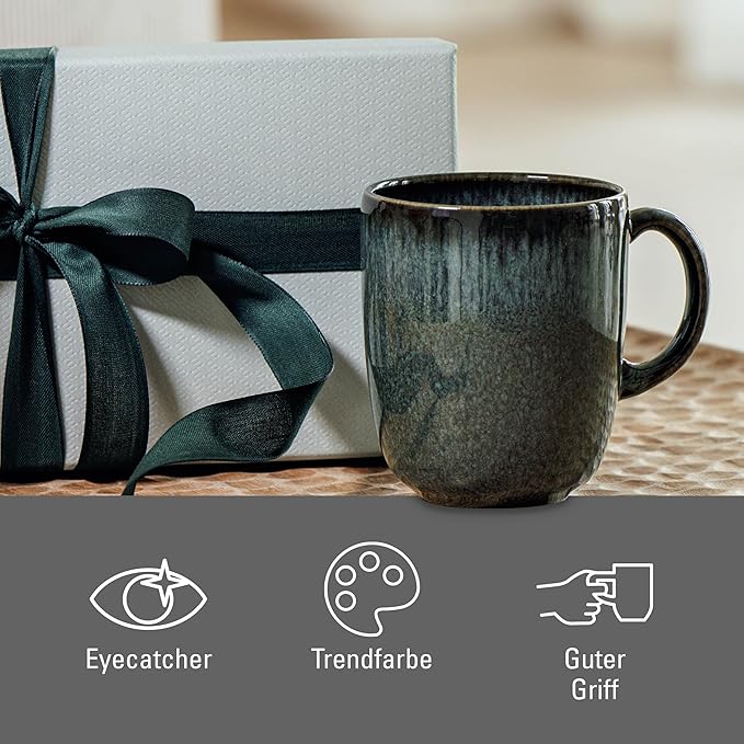 like. by Villeroy & Boch Lave Vert Mug Green, Dishwasher & Microwave-Safe, Mug for Coffee, Tea & Cappuccino, Coffee Mug with a Handmade Look, Cup with a Reactive Glaze, Earthenware, 13.5 oz Capacity