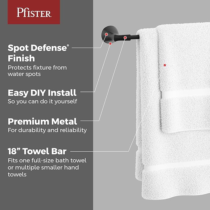 Pfister Willa Bath Towel Bar for Bathroom, 24-Inch, Wall-Mounted, Screw-in, Brushed Gold Finish, BTBWLL2BG