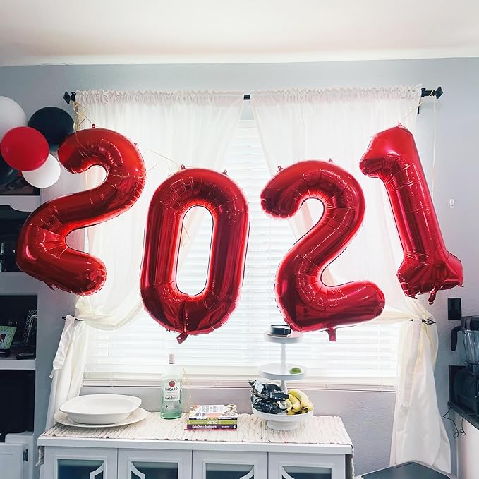 Red Birthday Two Balloons Number, Balloon 2 Numbers for Girl Boy Baby Shower, Numbers 40 Inch for 2 12 22 2025 Graduation Party Wedding Anniversaries Celebration