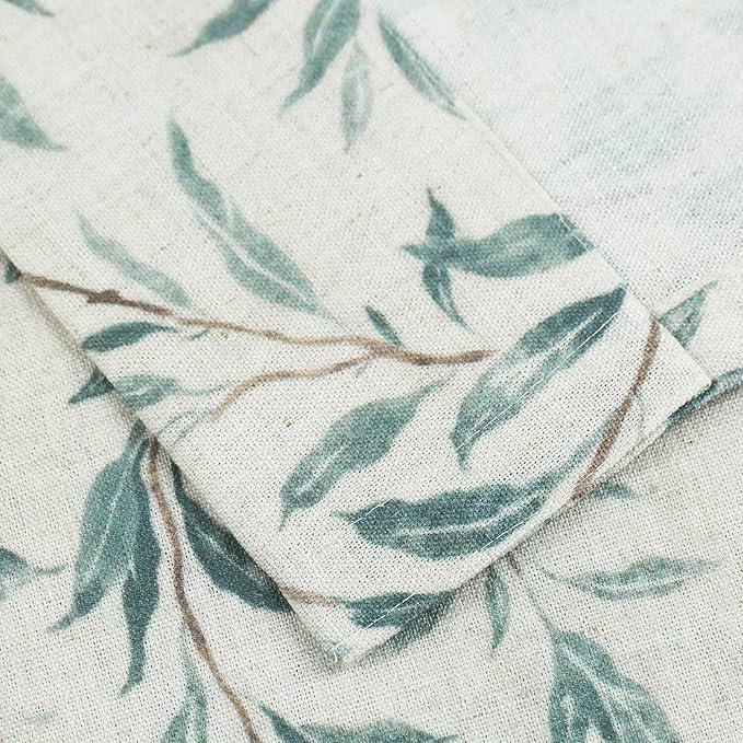 VOGOL Natural Curtains & Drapes for Living Room, 54 Inch Length Lovely Leaves Pattern Window Treatment, Rod Pocket Top for Living Room Bedroom Kitchen, 42 x 54 Inch, 2 Panels