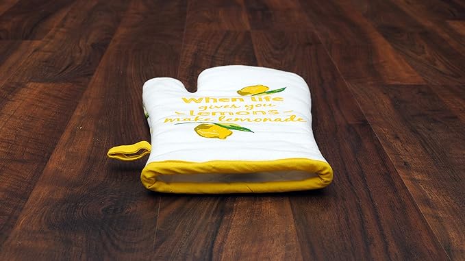 AMOUR INFINI Oven Mitts Set of 1 Quilted Liner with Hanging Loop Non Slip, Heat Resistant, Washable Reusable Oven Mitt (Citrus Splash 7x13 Inches)