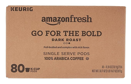AmazonFresh Go For the Bold, Dark Roast Coffee, Single Serve Cups, 80 Count