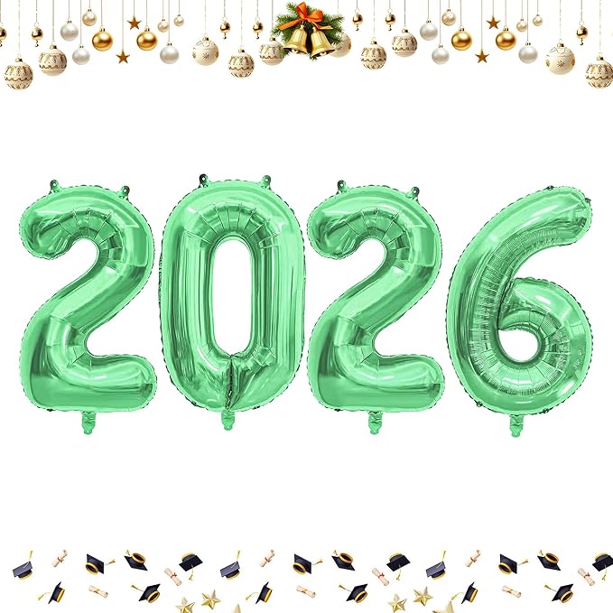 40 Inch 2026 Balloons Olive Green Foil Number Balloons for 2026 New Year Festival Celebration or Birthday Party Supplies Decorations,New Years Balloon 2026, New Years Eve Balloon