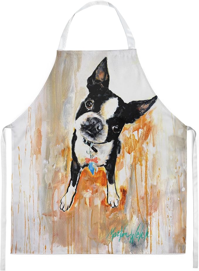 Caroline's Treasures Boston Terrier Scout Apron Cooking Kitchen Server Baking Crafts Gardening for Adult Women Men, Unisex, Large, Multicolor