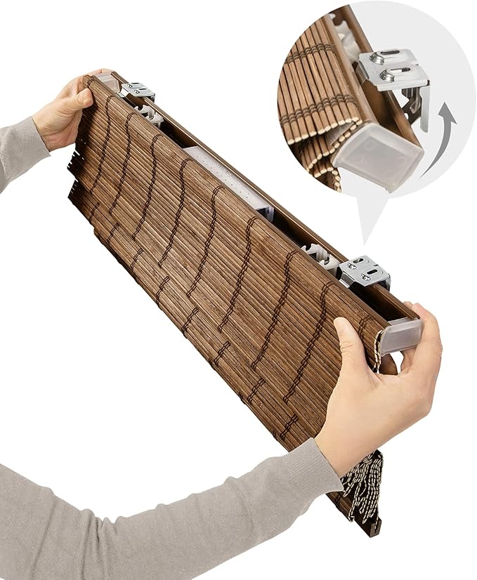 CHICOLOGY Bamboo Roman Shades - Designer Eco-Friendly Light Filtering Window Blinds, Ideal for Home & Patio, Premium Quality, Elk Brown, 29"W X 64"H