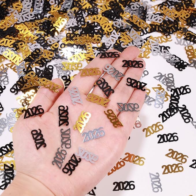 200 Pcs New Year 2026 Confetti, Gold 2026 Table Shiny Confetti Glitter for Happy New Year Decorations 2026 New Years Eve Table Decorations
