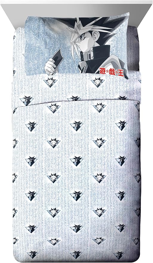 Jay Franco Yu-Gi-Oh! Twin Size Comforter Set - 5 Piece Bedding Includes Sheet Set & Pillow Covers - Super Soft Cozy Bedding