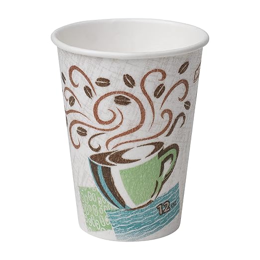 Georgia-Pacific Dixie PerfecTouch 12 oz Paper Coffee Cups By GP PRO, Coffee Haze Design, 1000 Count (50 Disposable Cups Per Pack, 20 Packs Per Case), 5342CD