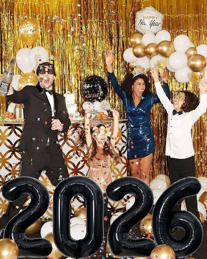 Black 2026 Balloons, Gaint 40 Inch Black 2026 Number Balloons,40 Inch 2026 Balloons for New Year Eve Party Supplies 2026, New Years Decorations 2026, Christmas, Graduations Decorations