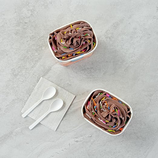 Coppetta 12 Ounce Dessert Cups, 50 Greaseproof Ice Cream Cups - Lids Sold Separately, For Hot And Cold Foods, Frosty Delight Paper Yogurt Bowls, Disposable, Sturdy - Restaurantware