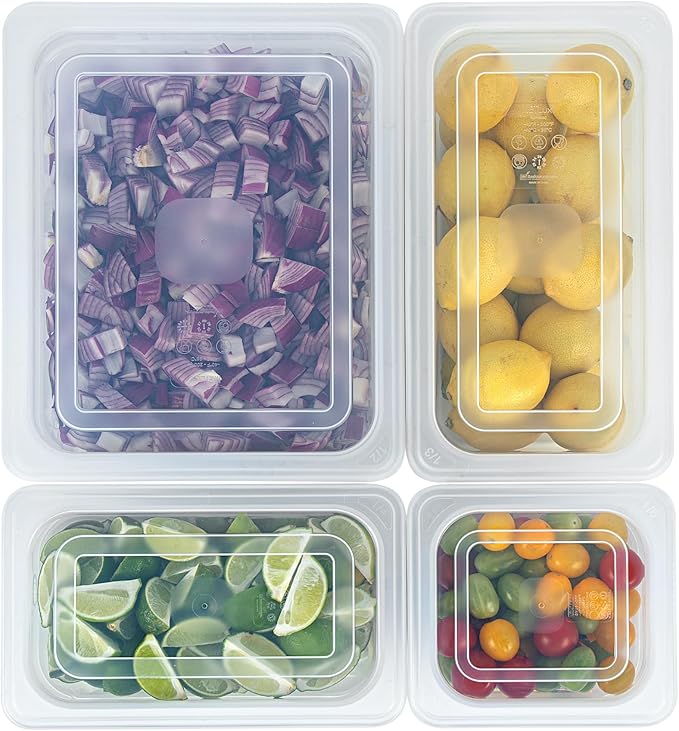 Restaurantware Food Storage Containers 4-Piece with Labels Airtight Seal Food Storage Lids Microwave-Safe Polypropylene Container Translucent