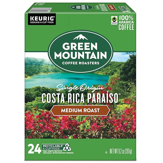 Green Mountain Coffee Roasters Costa Rica Paraiso, Single-Serve Keurig K-Cup Pods, Medium Roast Coffee Pods, 96 Count