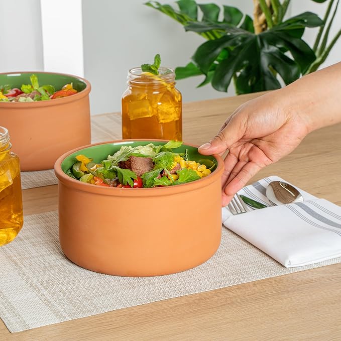 Restaurantware Terracotta Cazuela Bowls 2 Pack of 68 oz Durable Rustic Serving Dish Glazed Oven-Safe Bowl Freezer-Safe Tapas Dish Microwave-Safe Dishwasher-Safe