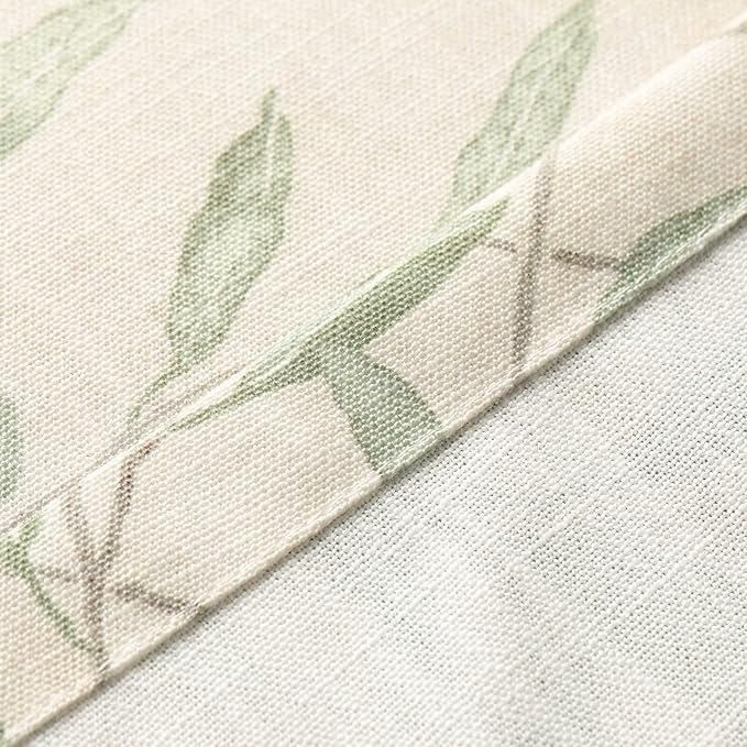 VOGOL Kitchen Curtains 30 Inch Length, Green Leaves Print Linen Texture Short Tier Curtains Rod Pocket Valances for Dining Room, 30x30, 2 Panels