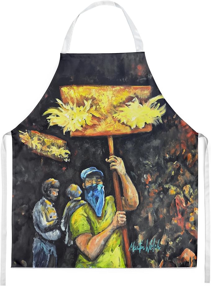 Caroline's Treasures Turn Up The Heat Mardi Gras Apron Cooking Kitchen Server Baking Crafts Gardening for Adult Women Men, Unisex, Large, Multicolor