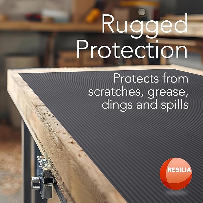 RESILIA Black V-Groove Utility Runner - Waterproof Vinyl Floor/Surface Protector, Heavy Duty Mats, Indoor Hardwood, Hard Floors, Garage, Hallway, Entryway, Kitchen, & Outdoor, 36” x 25’, Made in USA