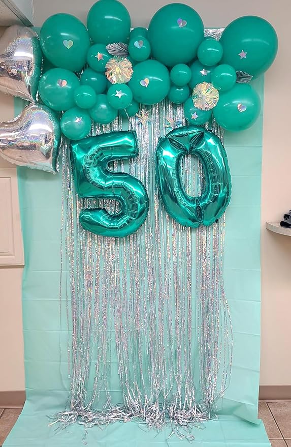 Balloon Numbers 40 Inch 5 Ballon for 5th Birthday Decorations, 15 25 35 50 Big Blue-green Number Balloons for Wedding Photo Shoot Party Decor
