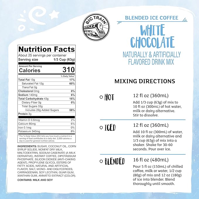 Big Train White Chocolate Latte Blended Ice Coffee Beverage Mix, 3.5 Pound (Pack of 1)