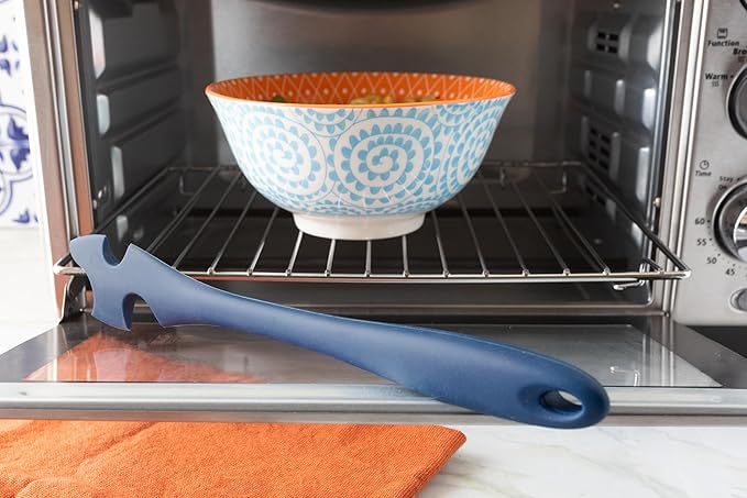 Fox Run Reinforced Silicone Oven and Toaster Oven Rack Puller and Pusher, Navy, 10"