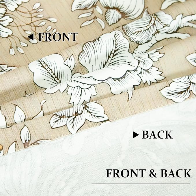 Leeva Vintage Floral Valance for Windows - Light Filtering Linen Textured Window Treatment with Rod Pocket, Farmhouse Decorative Curtain for Kitchen & Bedroom, 52" W x 12" L, 1 Panel