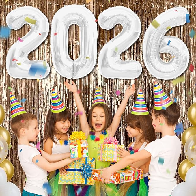 2026 White Foil Numbers Balloons(40 Inch) Happy New Years Eve Party Supplies 2026 New Year Graduation Balloons Decorations 20 26 Signs Props Birthday Anniversary Wedding Festival Ornament Decor