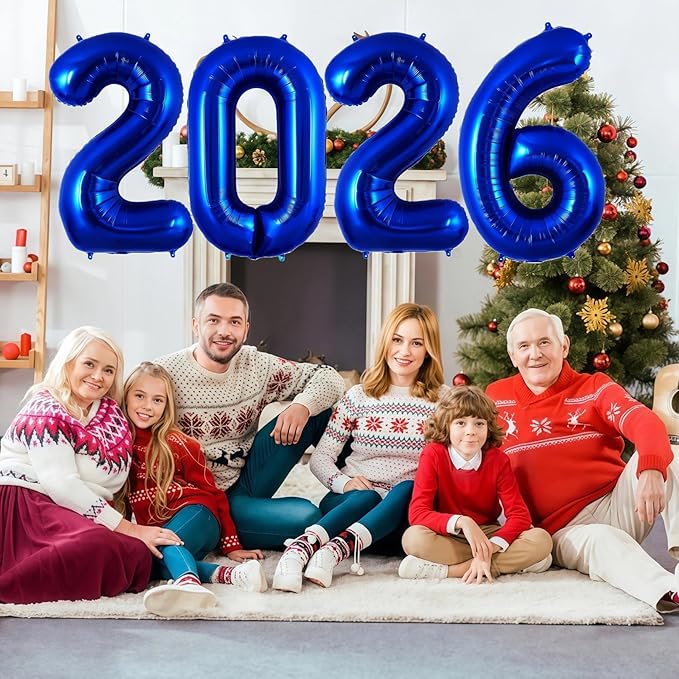 Navy Blue 2026 Balloons, 40 Inch 2026 Number Balloon Foil New Year Balloon Numbers for New Years Eve Party Graduation Party Decoration