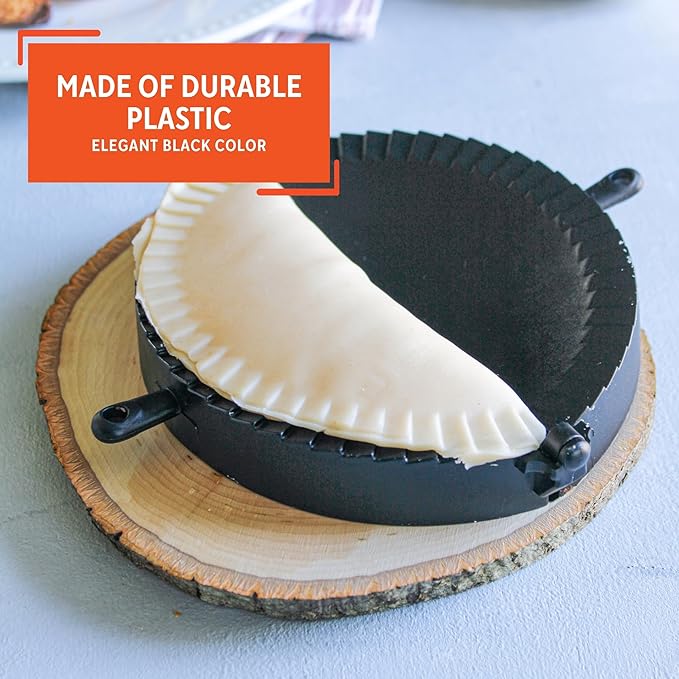 Imusa Empanada Press Set – Dumpling Maker, Plastic Empanada Mold & Pastry Press for Stuffed Pastries, Turnovers, Pierogi, Masa & Dough Preparation, 1 Pack, Black