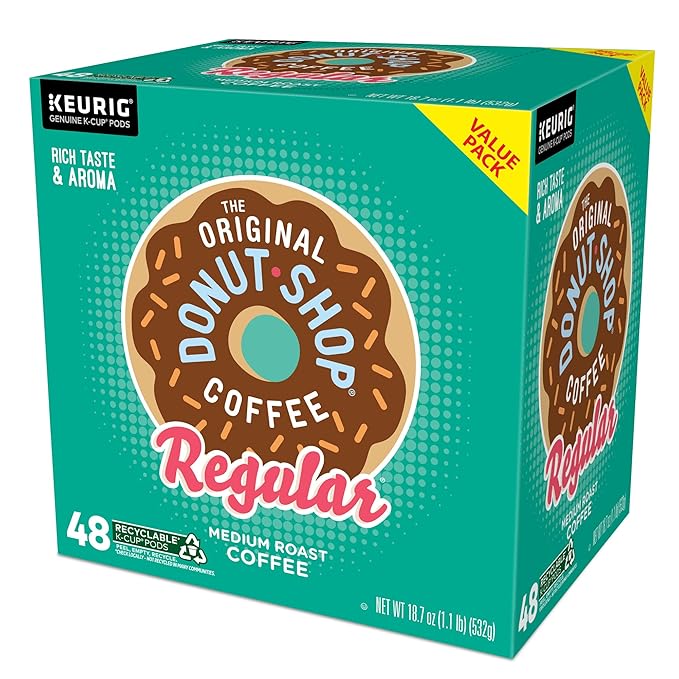 The Original Donut Shop Regular Keurig Single-Serve K-Cup Pods, Medium Roast Coffee, 48 Count, Pack of 4