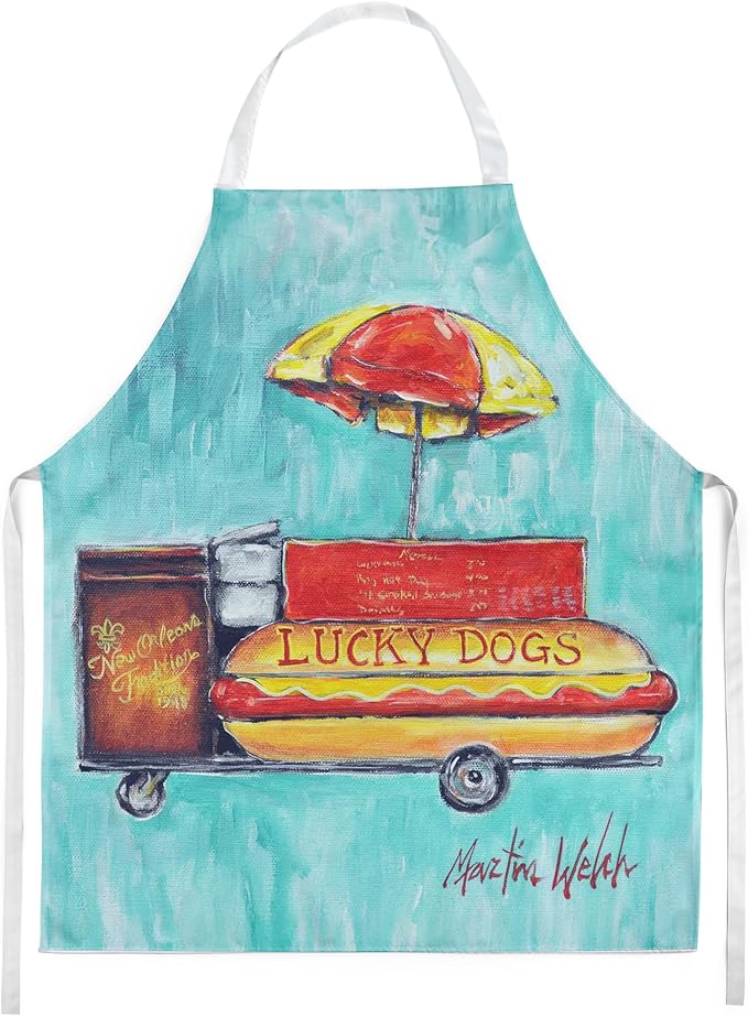Caroline's Treasures Hot Dog Cart Apron Cooking Kitchen Server Baking Crafts Gardening for Adult Women Men, Unisex, Large, Multicolor